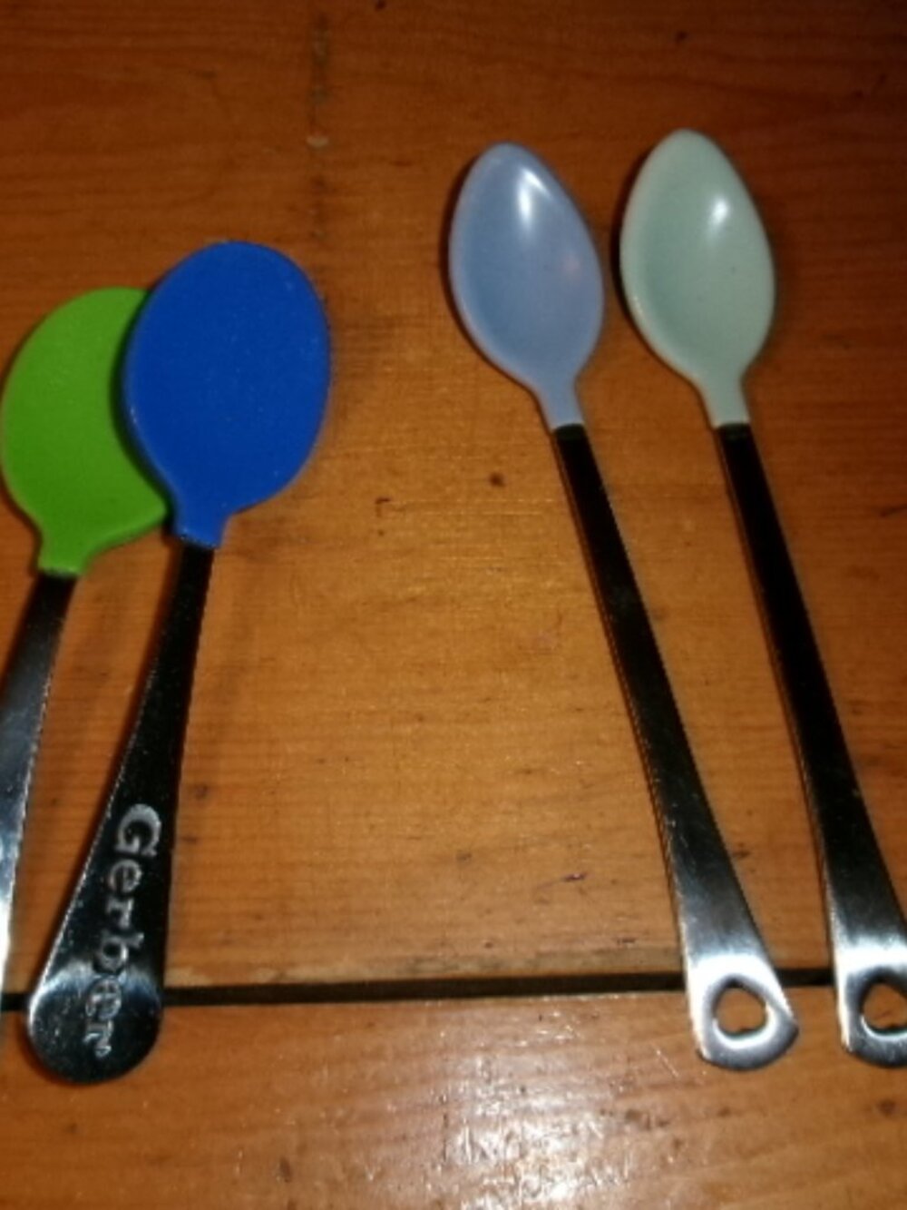 vtg rubber coated baby spoons lot of 4 stainless Gerber